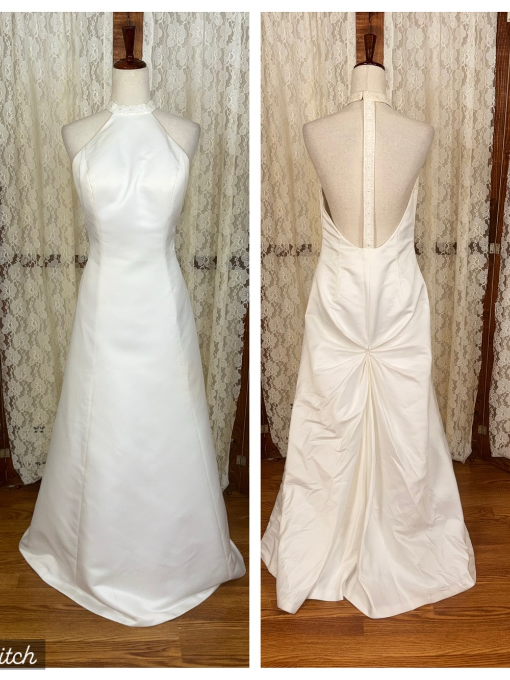 Pretty Vintage 90s Donna Gray Halter Wedding Gown